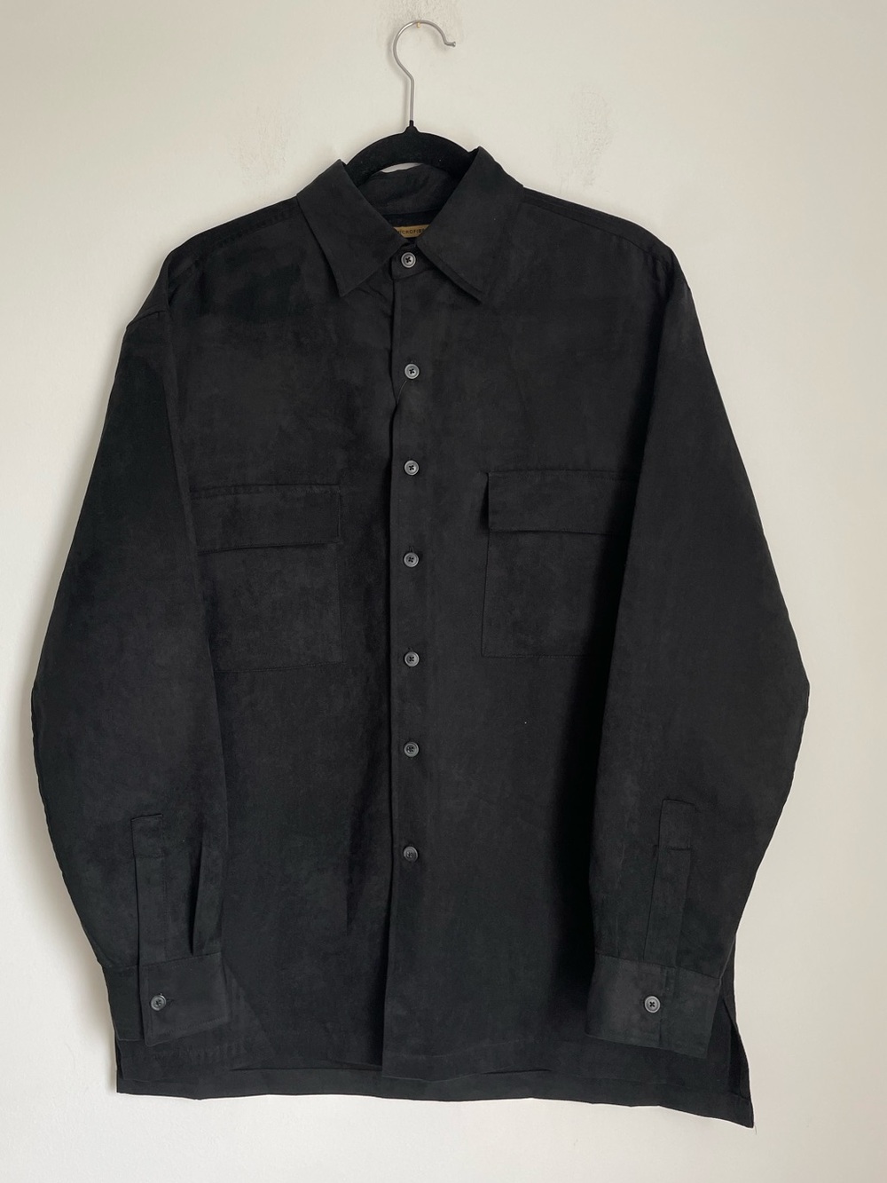 Unisex Black Suede Button Up Size M Fall Western Layering NWT Grunge 90s Retro